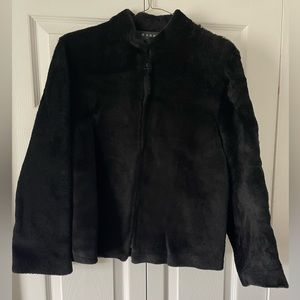 Marni black boxy leather motorcycle collar jacket.  Size 42.